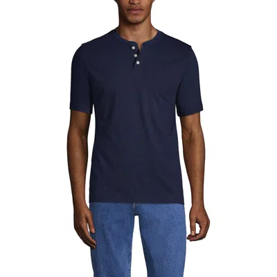 Lands' End Short Sleeve Super-t Henley In Radiant Navy