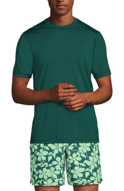 Lands' End Short Sleeve Swim Tee Rash Guard In Soft Jade Emerald