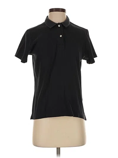 Pre-owned Lands' End Short Sleeve Top Black Collared Neckline Tops