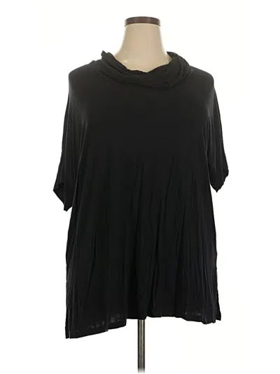 Pre-owned Lands' End Short Sleeve Top Black Cowl Neck Tops
