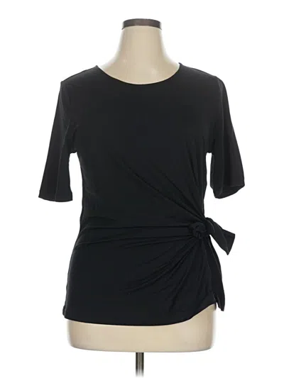 Pre-owned Lands' End Short Sleeve Top Black Crew Neck Tops