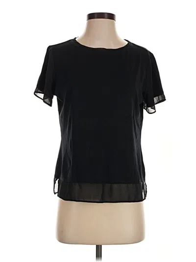 Pre-owned Lands' End Short Sleeve Top Black Crew Neck Tops