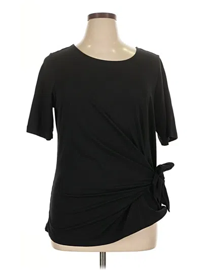 Pre-owned Lands' End Short Sleeve Top Black Keyhole Neckline Tops