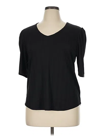 Pre-owned Lands' End Short Sleeve Top Black Scoop Neck Tops
