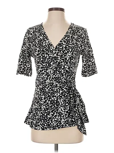 Lands' End Short Sleeve Top Black Sweetheart Neckline Tops