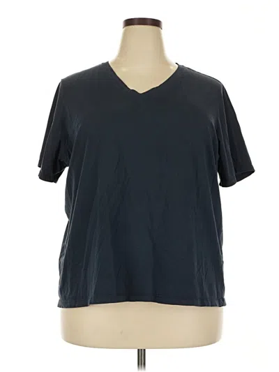 Pre-owned Lands' End Short Sleeve Top Black V Neck Tops