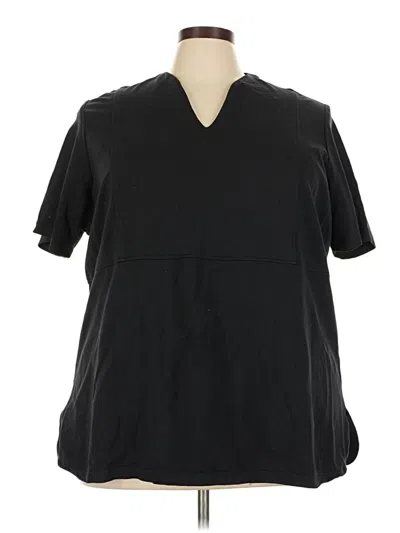 Pre-owned Lands' End Short Sleeve Top Black V-neck Tops