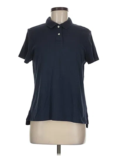 Pre-owned Lands' End Short Sleeve Top Blue Collared Neckline Tops