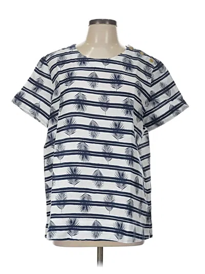 Pre-owned Lands' End Short Sleeve Top Blue Keyhole Neckline Tops
