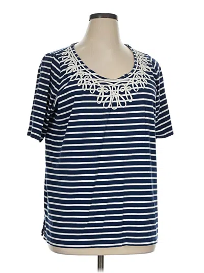 Pre-owned Lands' End Short Sleeve Top Blue Scoop Neck Tops