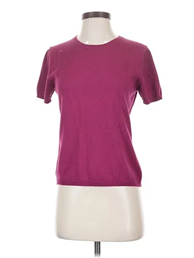 Pre-owned Lands' End Short Sleeve Top Burgundy Crew Neck Tops
