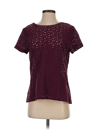 Pre-owned Lands' End Short Sleeve Top Burgundy Keyhole Neckline Tops