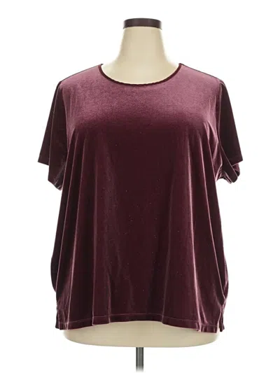 Pre-owned Lands' End Short Sleeve Top Burgundy Scoop Neck Tops