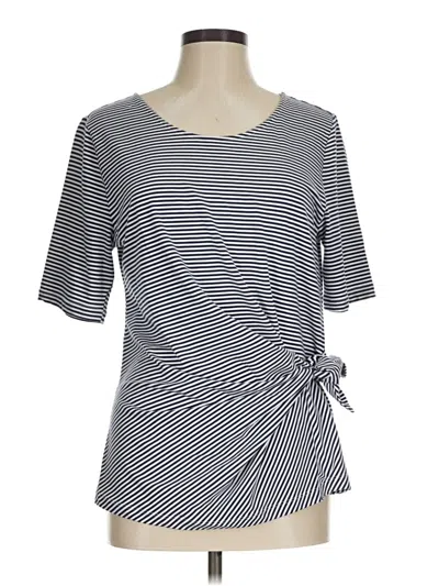 Pre-owned Lands' End Short Sleeve Top Gray Boatneck Tops