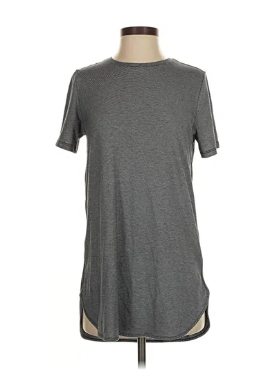 Pre-owned Lands' End Short Sleeve Top Gray Crew Neck Tops
