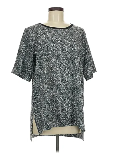 Pre-owned Lands' End Short Sleeve Top Gray Crew Neck Tops