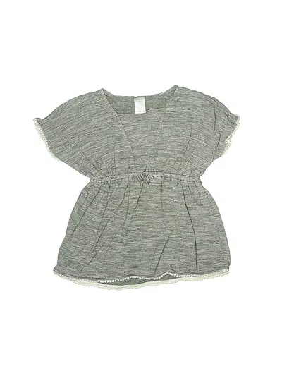 Pre-owned Lands' End Kids'  Short Sleeve Top Gray V Neck Tops