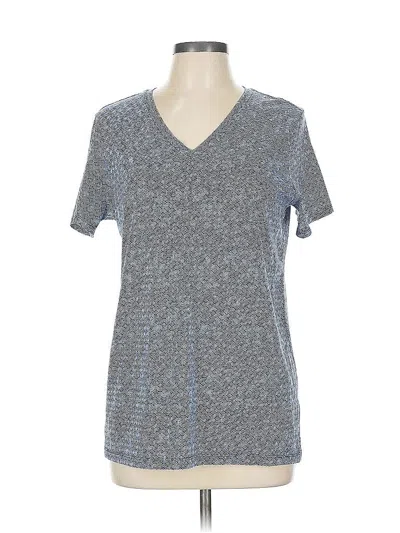 Pre-owned Lands' End Short Sleeve Top Gray V Neck Tops