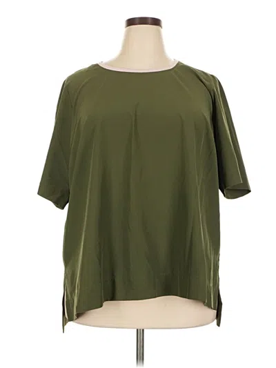 Pre-owned Lands' End Short Sleeve Top Green Crew Neck Tops