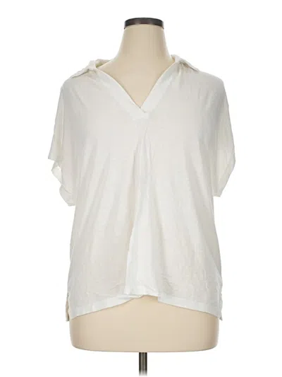 Pre-owned Lands' End Short Sleeve Top Ivory Cowl Neck Tops