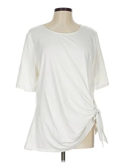 Pre-owned Lands' End Short Sleeve Top Ivory One Shoulder Neckline Tops In White