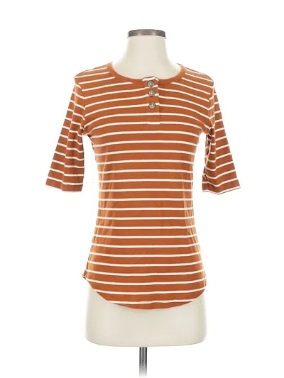 Pre-owned Lands' End Short Sleeve Top Orange Scoop Neck Tops