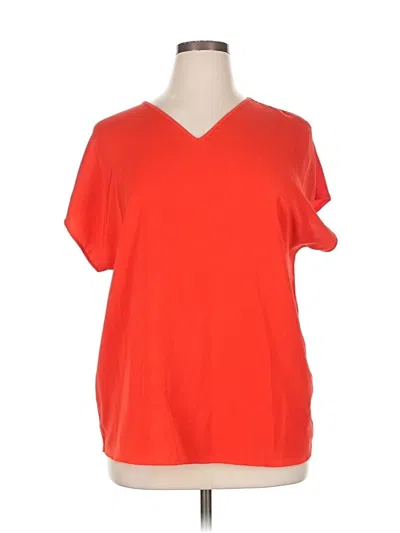 Pre-owned Lands' End Short Sleeve Top Orange V Neck Tops