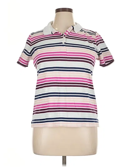 Pre-owned Lands' End Short Sleeve Top Pink Collared Neckline Tops