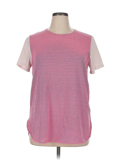 Pre-owned Lands' End Short Sleeve Top Pink Crew Neck Tops