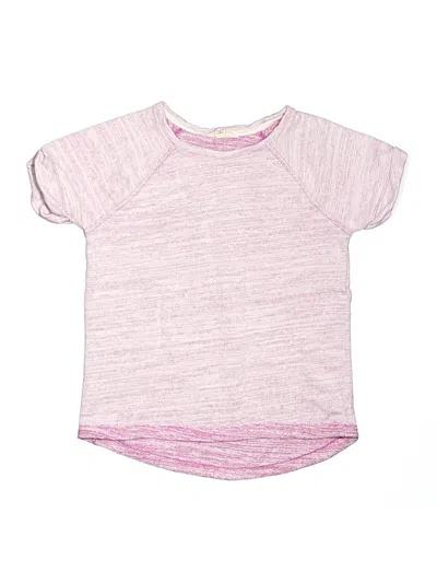 Pre-owned Lands' End Kids'  Short Sleeve Top Pink Crew Neck Tops