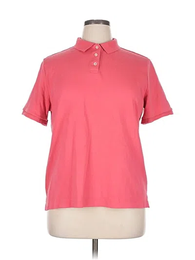 Pre-owned Lands' End Short Sleeve Top Pink Mock Neckline Tops