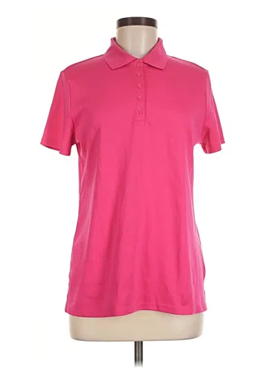 Pre-owned Lands' End Short Sleeve Top Pink Mock Neckline Tops