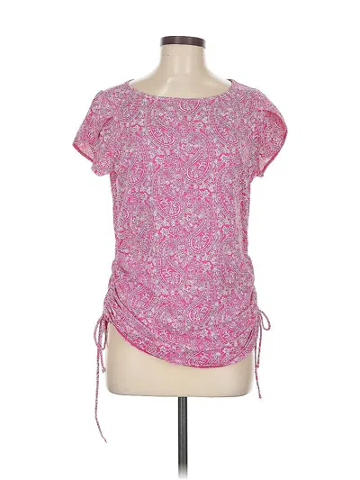 Pre-owned Lands' End Short Sleeve Top Pink Scoop Neck Tops