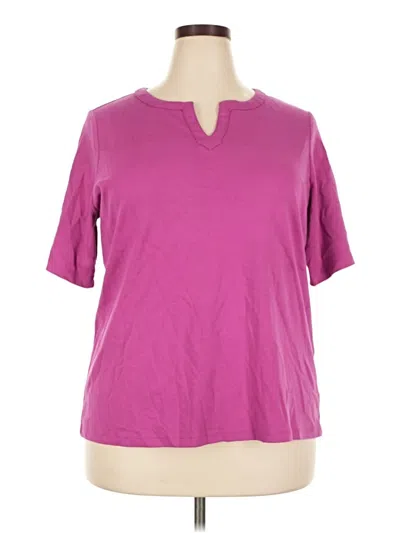 Pre-owned Lands' End Short Sleeve Top Purple V-neck Tops