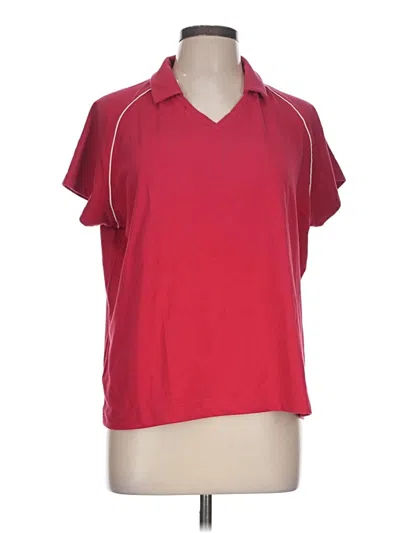 Pre-owned Lands' End Short Sleeve Top Red V-neck Tops