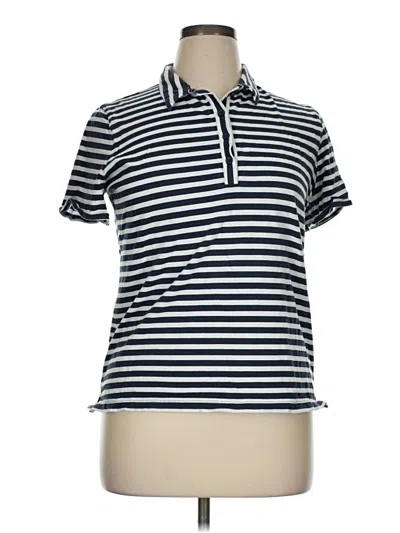 Pre-owned Lands' End Short Sleeve Top Silver Mock Neckline Tops