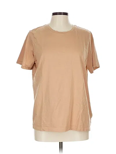 Pre-owned Lands' End Short Sleeve Top Tan Crew Neck Tops In Brown