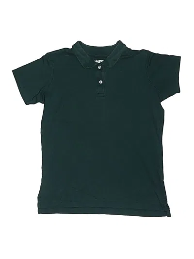 Pre-owned Lands' End Kids'  Short Sleeve Top Teal Collared Neckline Tops