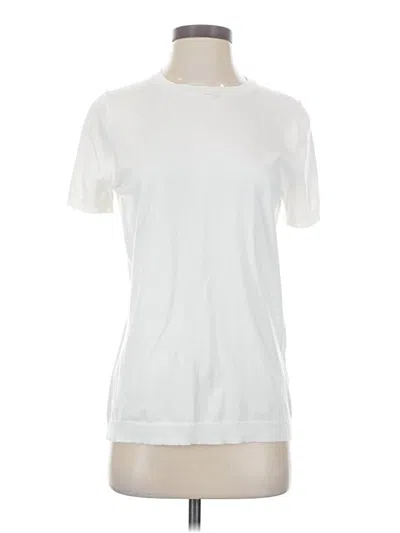 Pre-owned Lands' End Short Sleeve Top White Crew Neck Tops