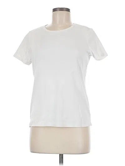 Pre-owned Lands' End Short Sleeve Top White Crew Neck Tops
