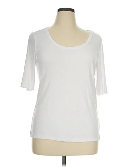 Pre-owned Lands' End Short Sleeve Top White Scoop Neck Tops