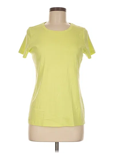 Pre-owned Lands' End Short Sleeve Top Yellow Crew Neck Tops