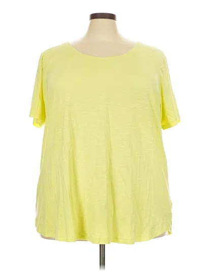 Pre-owned Lands' End Short Sleeve Top Yellow Scoop Neck Tops