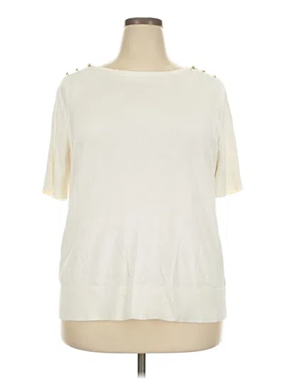 Pre-owned Lands' End Short Sleeve T-shirt In Ivory