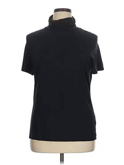 Pre-owned Lands' End Short Sleeve Turtleneck In Black