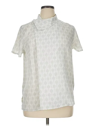 Pre-owned Lands' End Short Sleeve Turtleneck In Ivory
