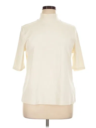 Pre-owned Lands' End Short Sleeve Turtleneck In Ivory