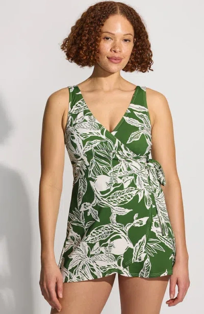Lands' End Side Tie Mini Swim Dress Swimsuit