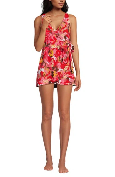 Lands' End Side Tie Mini Swim Dress Swimsuit In Multi
