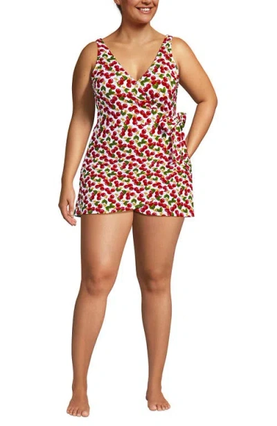 Lands' End Side Tie Mini Swim Dress Swimsuit In Multi